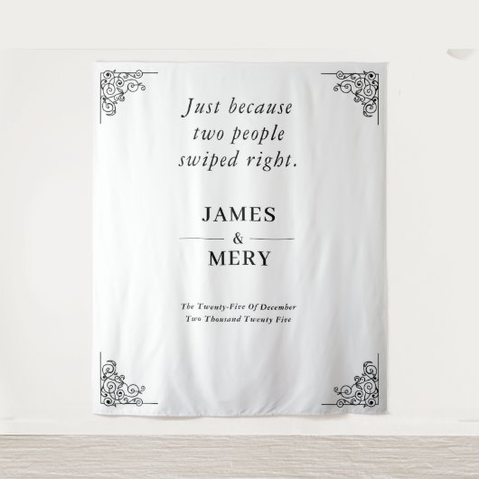 Classic Monogram Elegant Border Wedding Wandkleed (Voorkant)