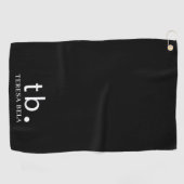 Classic Monogram | Elegant Minimal Black & White Golfhanddoek (Horizontaal)