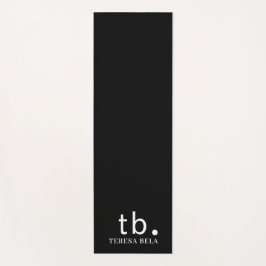 Classic Monogram Elegant Minimal Black White Style Yogamat
