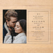 Classic Monogram Elegant Photo Wedding Acryl Uitnodigingen (Voorkant)