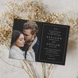 Classic Monogram Elegant Photo Wedding Kaart