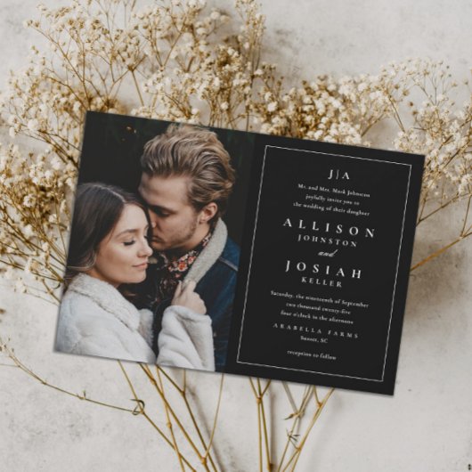 Classic Monogram Elegant Photo Wedding Kaart