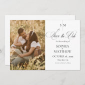 Classic Monogram Elegant Photo Wedding  Save The Date (Voorkant / Achterkant)