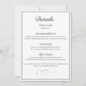 Classic Monogram Elegant Wedding Detail Card Kaart (Voorkant)