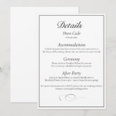 Classic Monogram Elegant Wedding Detail Card Kaart (Voorkant / Achterkant)