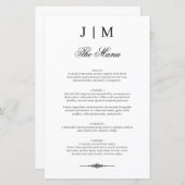Classic Monogram Elegant Wedding Menu (Voorkant / Achterkant)