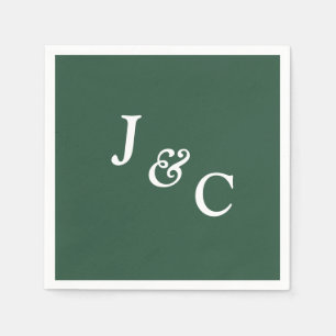 Classic Monogram Emerald Green Wedding Napkin Servet