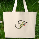 Classic monogram  F red white flower mother gift Grote Tote Bag<br><div class="desc">Need a Mother's Day gift idea? How about this Classic Monogram Tote Bag! Picture Mom's reaction when she unwraps this super useful tote, decorated with adorable red and white watercolor flowers and a sweet monogram. It's not just pretty; it's also super practical for all her adventures – think shopping, library...</div>