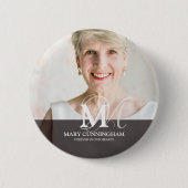 Classic Monogram Foto Memorial Ronde Button 5,7 Cm (Voorkant)