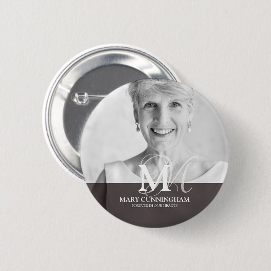 Classic Monogram Foto Memorial Ronde Button 5,7 Cm (Voorkant /achterkant)