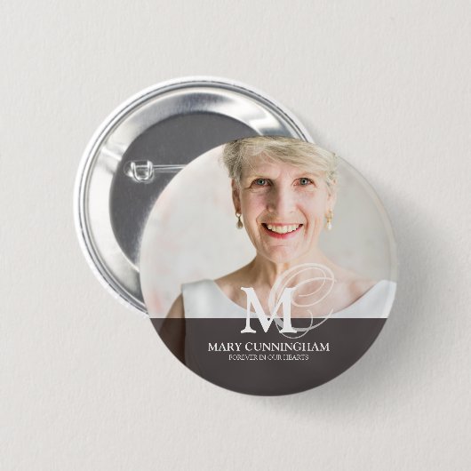 Classic Monogram Foto Memorial Ronde Button 5,7 Cm (Voorkant /achterkant)