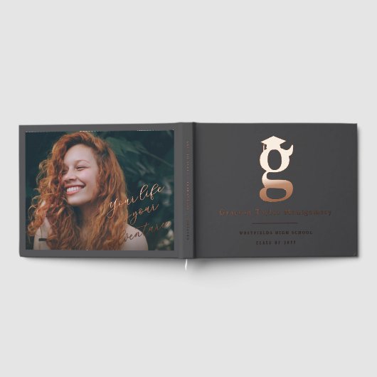 Classic Monogram G And Graduation Cap Grad Party Gastenboek (Volledig)