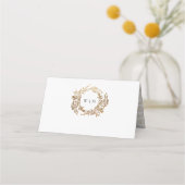 Classic Monogram Gold Crest Elegante Trouwgast Plaatskaartje (Voorkant)