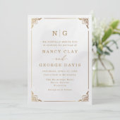 Classic Monogram Goud  Lijst Wedding Kaart (Staand voorkant)