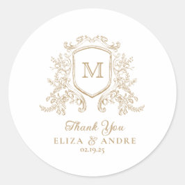 Classic Monogram Gouden Bruiloft Sticker