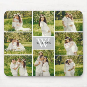 Classic Monogram Gray Photo Collage Muismat