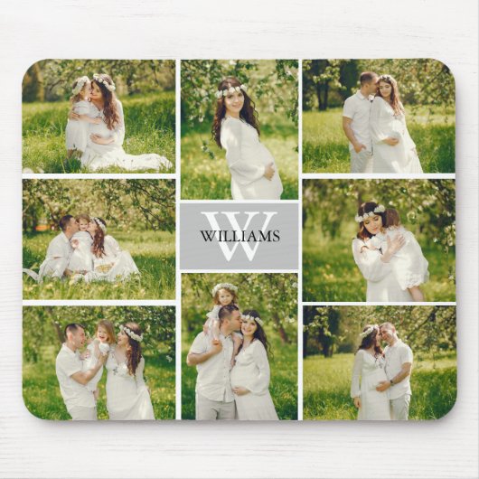 Classic Monogram Gray Photo Collage Muismat (Voorkant)