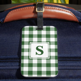 Classic Monogram Green White Buffalo Check Patroon Bagagelabel