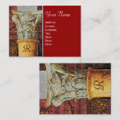 CLASSIC MONOGRAM, helderbruin, grijs, geel rood Visitekaartje (Voorkant / Achterkant)