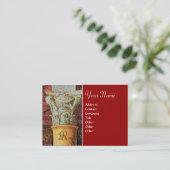 CLASSIC MONOGRAM, helderbruin, grijs, geel rood Visitekaartje (Staand voorkant)