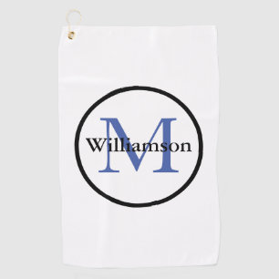 Classic Monogram Initiaal & Achternaam Blauw & Zwa Golfhanddoek