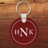 Classic Monogram Initiaal Red Sleutelhanger (Voorkant)