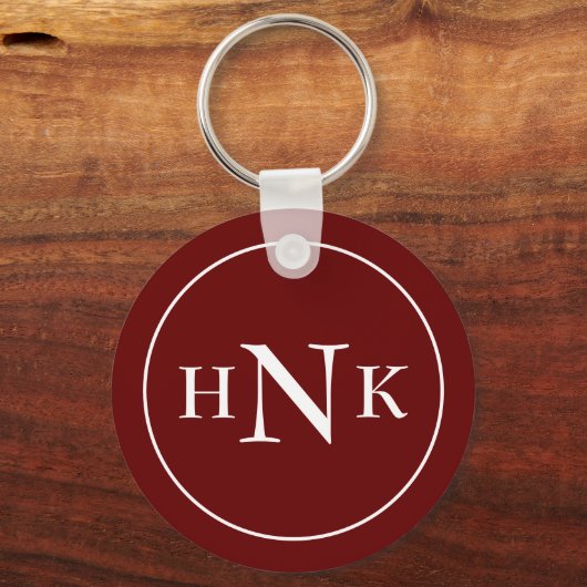 Classic Monogram Initiaal Red Sleutelhanger (Voorkant)
