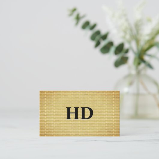 Classic Monogram Initialen | goudbakstenen muur Visitekaartje (Staand voorkant)