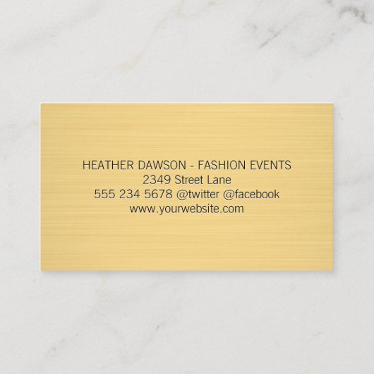 Classic Monogram Initialen | Gouden textuur Visitekaartje (Achterkant)