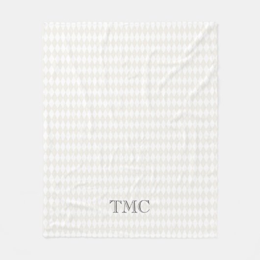 Classic Monogram INITIALEN Harlequin Diamonds Chic Fleece Deken (Voorkant)