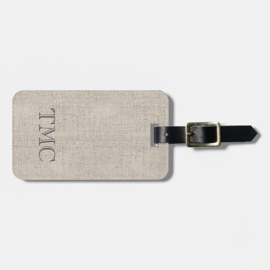Classic Monogram Initialen linen Fabric-reis Bagagelabel (Voorkant horizontaal)