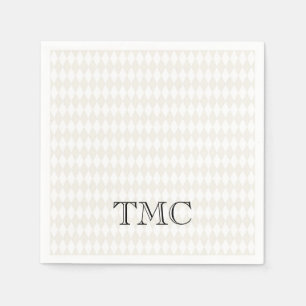 Classic Monogram INITIALEN Zwart Wit Beige Chic Servet