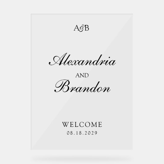 Classic Monogram Initials and Ampersand Wedding Acryl Bord (Voorkant)