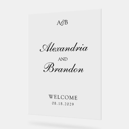 Classic Monogram Initials and Ampersand Wedding Acryl Bord (Hoek)