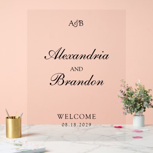 Classic Monogram Initials and Ampersand Wedding Acryl Bord (Huwelijk)