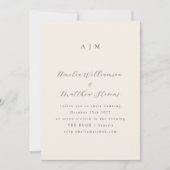 Classic Monogram Ivory Black Script Weddenschap Kaart (Voorkant)