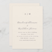Classic Monogram Ivory Black Script Weddenschap Kaart (Voorkant / Achterkant)