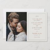 Classic Monogram Ivory Wedding Photo Save The Date (Voorkant)