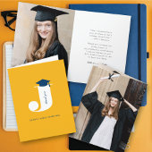 Classic Monogram J Graduation Cap Modern Foto Bedankkaart