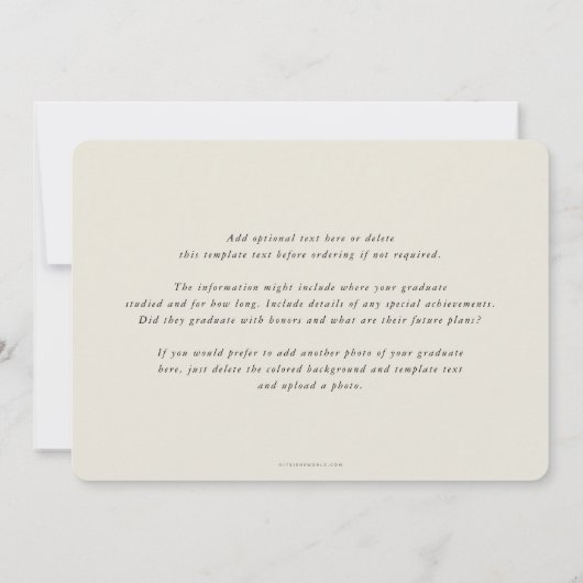 Classic Monogram Laurel WreatAfstuderen Foto Aankondiging (Achterkant)