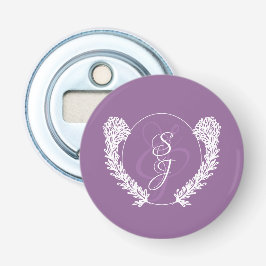 Classic Monogram Lavendel Donker Paarse bruiloft Button Flesopener