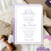 Classic Monogram Lavender Waterverf Wedding Kaart