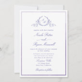 Classic Monogram Lavender Waterverf Wedding Kaart (Voorkant)