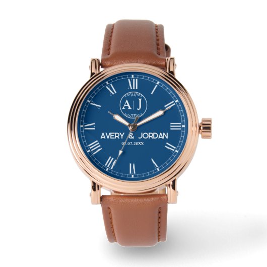 Classic Monogram Letters Couple’s Names Horloge (Voorkant)