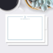 Classic Monogram Light Blue Border Stationery Note Notitiekaartje