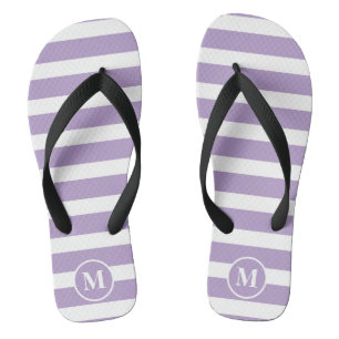 Classic Monogram Lila Paarse en Witte Strepen F Teenslippers