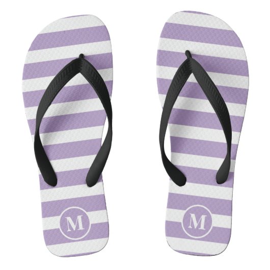 Classic Monogram Lila Paarse en Witte Strepen F Teenslippers (Voetbed)