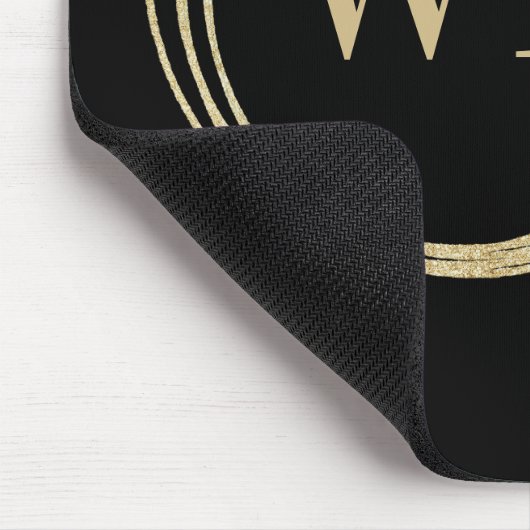 Classic Monogram Logo Zwart Goud Business Muismat (Hoek)