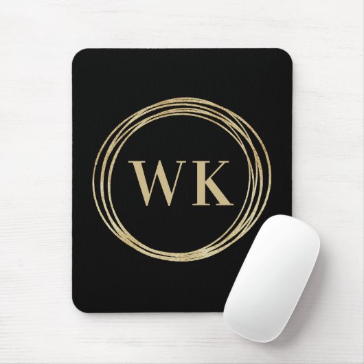 Classic Monogram Logo Zwart Goud Business Muismat (Met muis)
