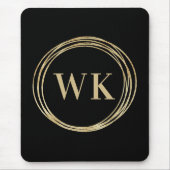 Classic Monogram Logo Zwart Goud Business Muismat (Voorkant)